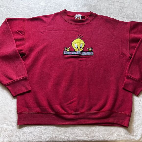 Looney Tunes Tweety Bird Vintage Red Sweatshirt Women’s Size Large 1997 USA - Picture 1 of 10